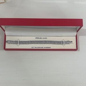 Macy's Sterling Silver Bracelet with 2 CT TW Diamonds